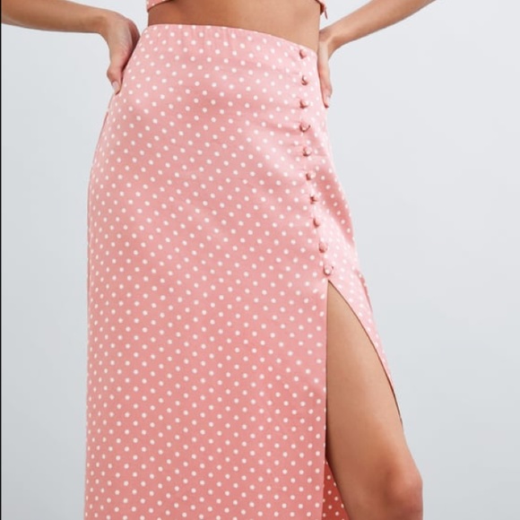 zara pink polka dot skirt